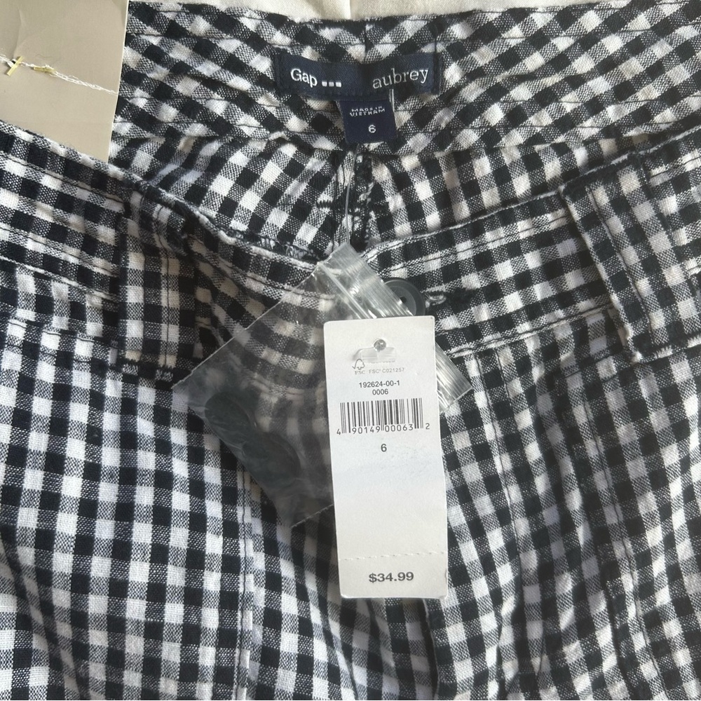 Gap Aubrey Shorts women’s size 6 gingham checkered black & white linen blend NEW - Picture 10 of 13